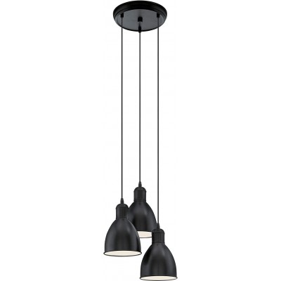 Lámpara colgante Eglo Forma Cilíndrica Triple foco Salón, comedor y vestíbulo. Estilo moderno. Aluminio. Color negro