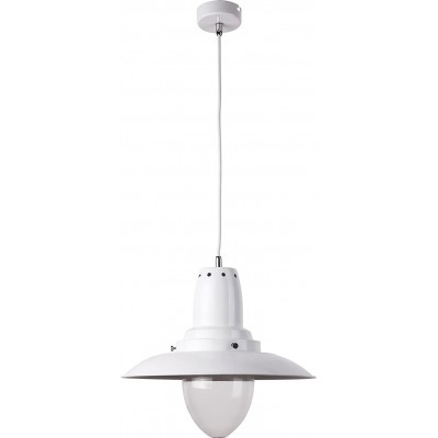 Lámpara colgante 60W Forma Redonda 133×33 cm. Salón, comedor y dormitorio. Estilo moderno. Metal y Vidrio. Color blanco