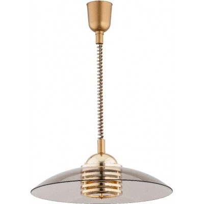 Lampada a sospensione 60W Forma Rotonda 55×48 cm. Soggiorno, camera da letto e atrio. Cristallo e Metallo. Colore d'oro