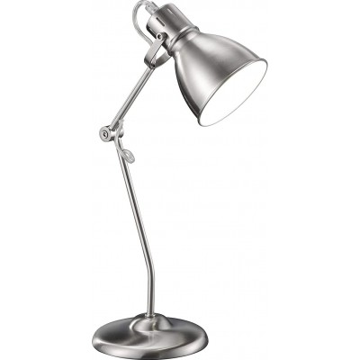 66,95 € Free Shipping | Desk lamp Trio 18W Conical Shape 45×23 cm. Dining room, bedroom and lobby. Vintage Style. Metal casting. Silver Color
