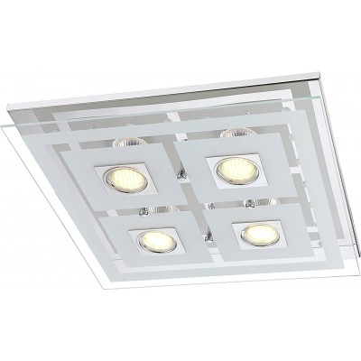 123,95 € Free Shipping | Indoor ceiling light 3W Square Shape 40×40 cm. 4 points of light Living room, dining room and lobby. Modern Style. Metal casting. Gray Color