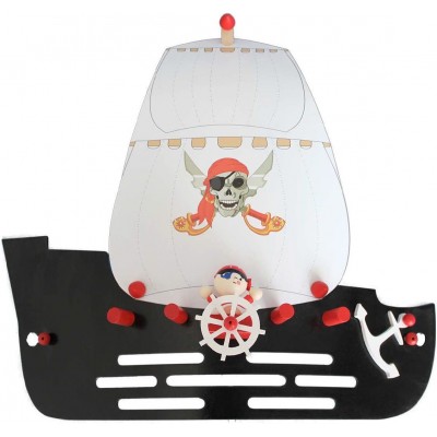 Lámpara infantil 50×40 cm. Diseño barco pirata Dormitorio. Estilo moderno. Madera. Color negro