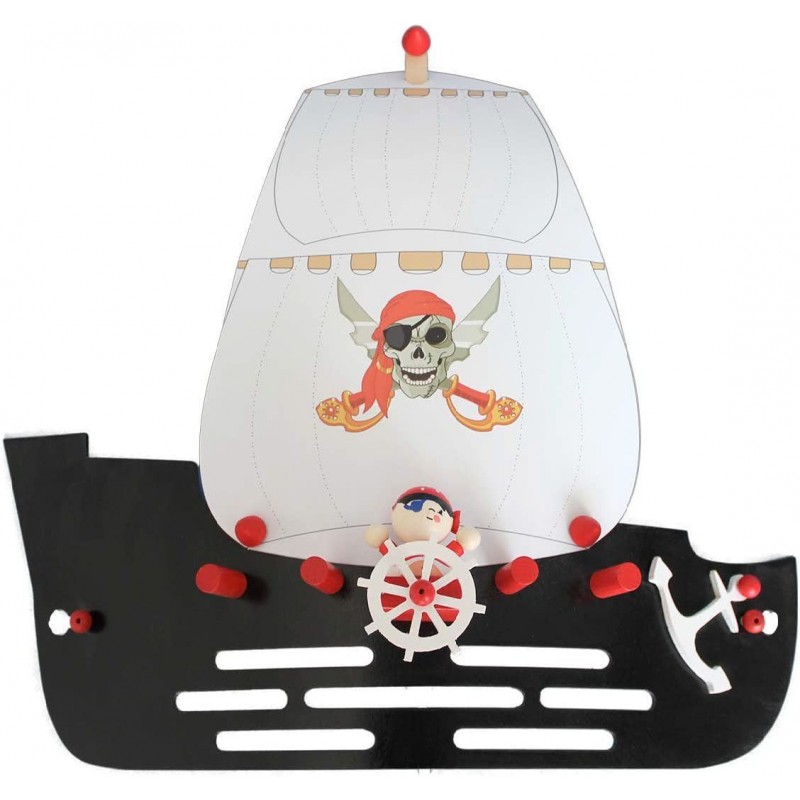 82,95 € Envío gratis | Lámpara infantil 50×40 cm. Diseño barco pirata Dormitorio. Estilo moderno. Madera. Color negro