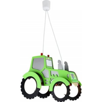 122,95 € Free Shipping | Kids lamp 40W 40×30 cm. 2 points of light. tractor design Aluminum and wood. Green Color