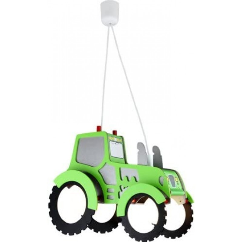128,95 € Free Shipping | Kids lamp 40W 40×30 cm. 2 points of light. tractor design Living room, bedroom and lobby. Modern Style. Aluminum and Wood. Green Color