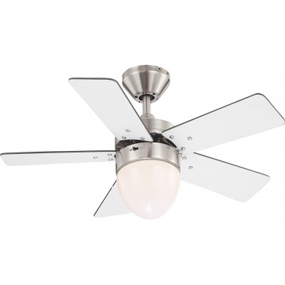107,95 € Free Shipping | Ceiling fan with light 76×76 cm. 5 blades-blades Living room, dining room and bedroom. Metal casting. Gray Color