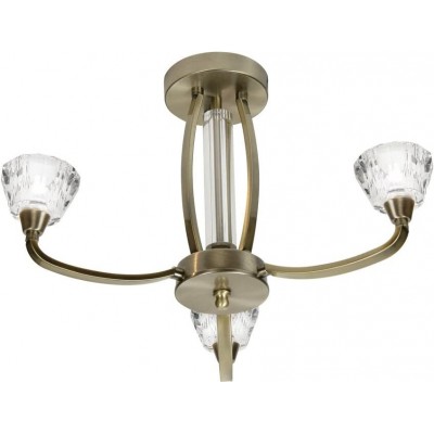 93,95 € Free Shipping | Ceiling lamp 120W 44×40 cm. Triple focus Living room, dining room and lobby. Classic Style. Crystal. Brass Color