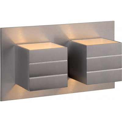 Indoor wall light Cubic Shape 26×15 cm. Bidirectional double focus Dining room, bedroom and lobby. Modern Style. Aluminum and Metal casting. Plated chrome Color
