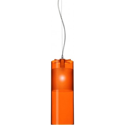 Lâmpada pendurada 28W Forma Cilíndrica Ø 13 cm. Sala de estar, sala de jantar e quarto. PMMA. Cor laranja
