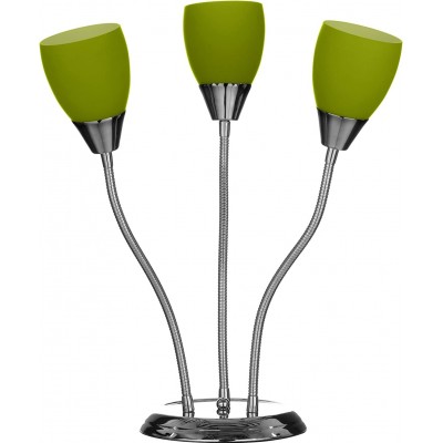 Lâmpada de mesa 40W Forma Cilíndrica 29×28 cm. 3 braços flexíveis Sala de estar, sala de jantar e quarto. Estilo moderno. Cristal. Cor verde