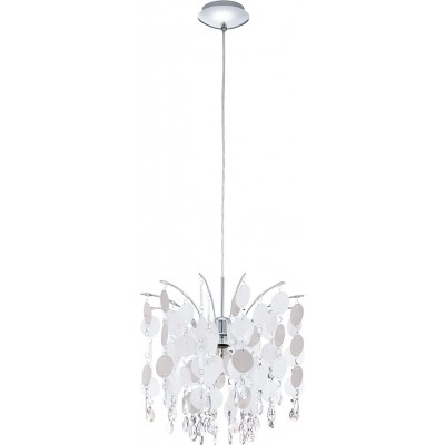 Lámpara colgante Eglo 60W 110 cm. Salón, comedor y dormitorio. Estilo moderno. Cristal. Color blanco