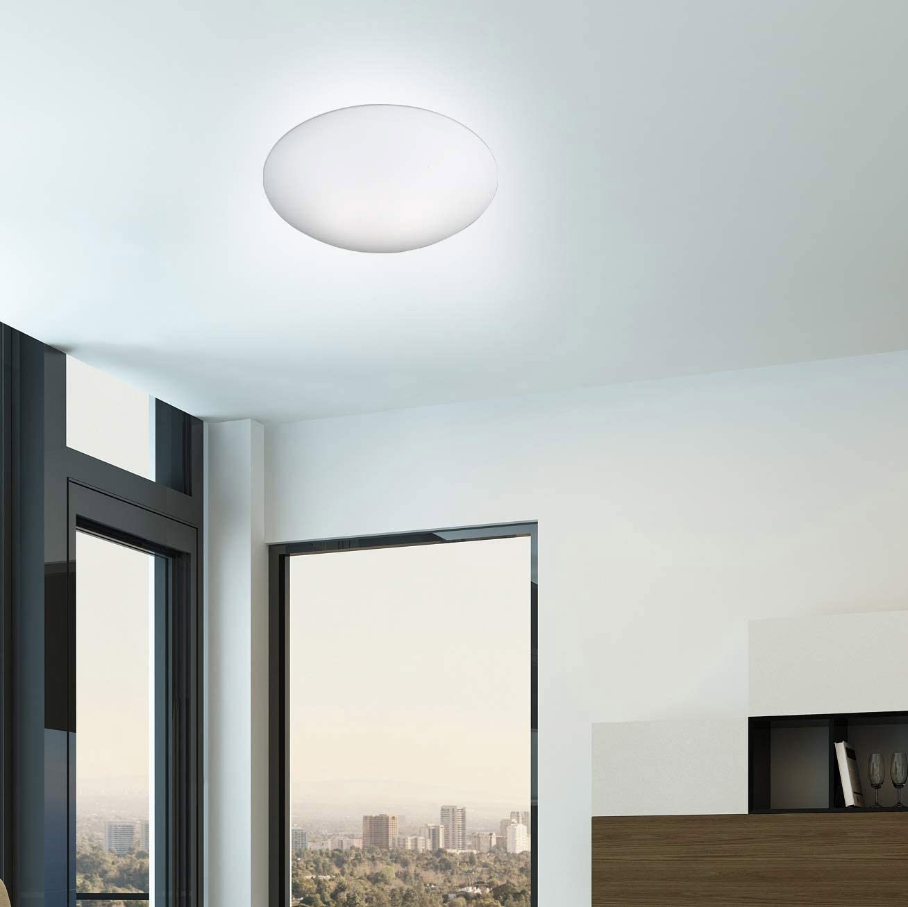 127,95 € Envio grátis | Luz de teto interna 60W 42×42 cm. Vidro. Cor branco