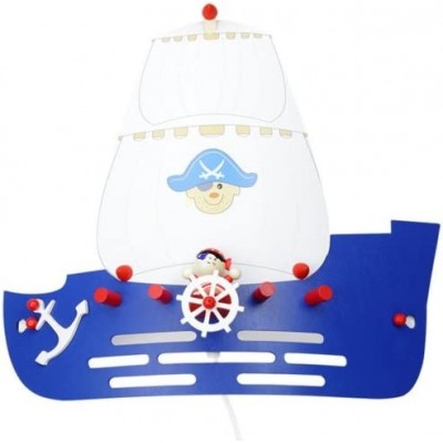 82,95 € Envío gratis | Lámpara infantil 50W 50×40 cm. Diseño de barco pirata Comedor, dormitorio y vestíbulo. Estilo moderno. Madera. Color azul