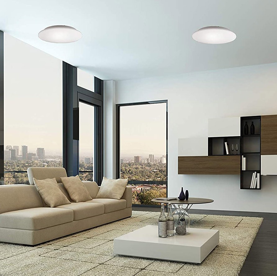102,95 € Envío gratis | Plafón de interior 60W Ø 40 cm. Cristal y vidrio. Color blanco