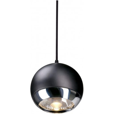 Hanging lamp 75W Spherical Shape 19×17 cm. Adjustable LED. rail-rail system Living room, bedroom and lobby. Steel. Black Color