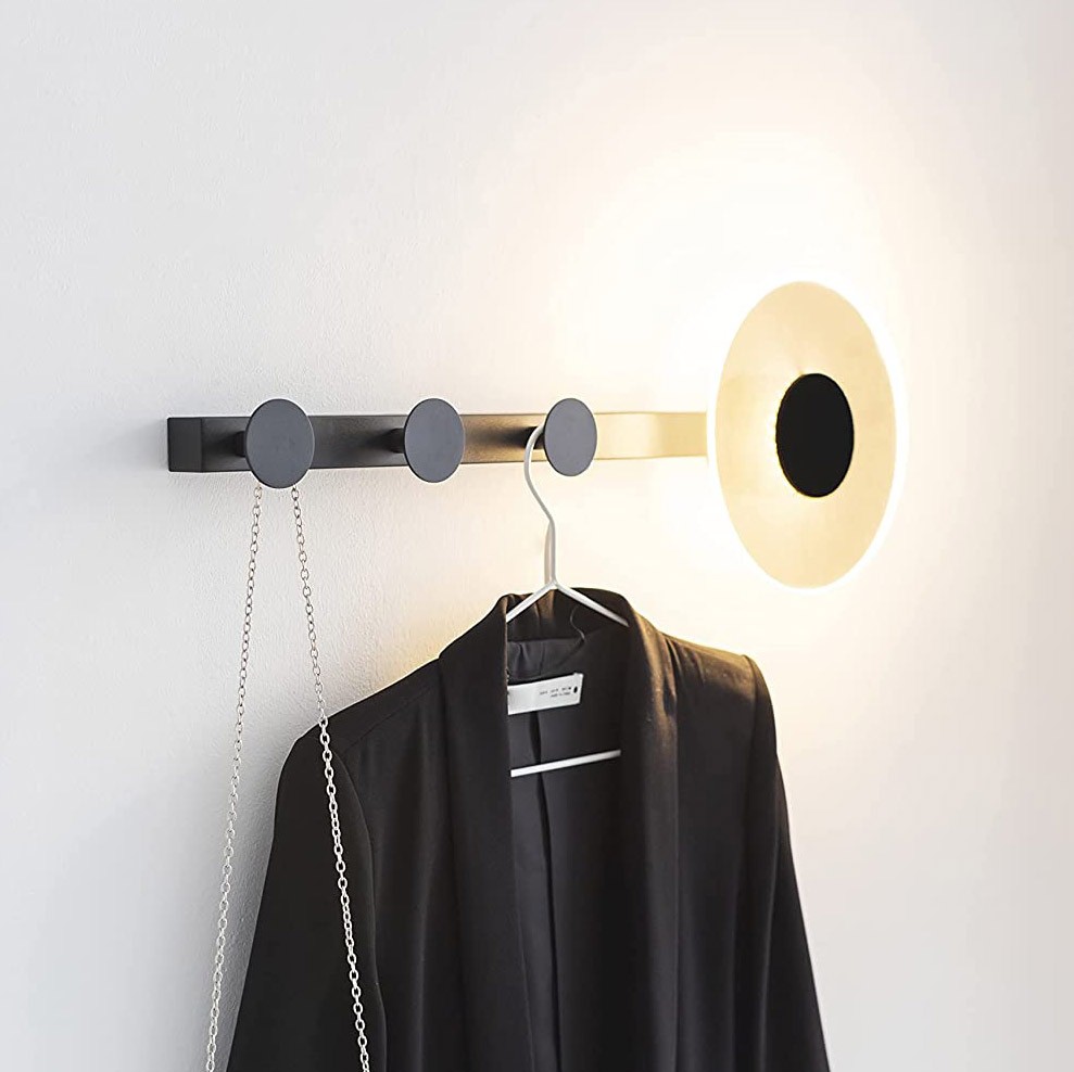 144,95 € Envío gratis | Aplique de pared interior 6W 64×23 cm. Diseño de perchero Aluminio y metal. Color negro