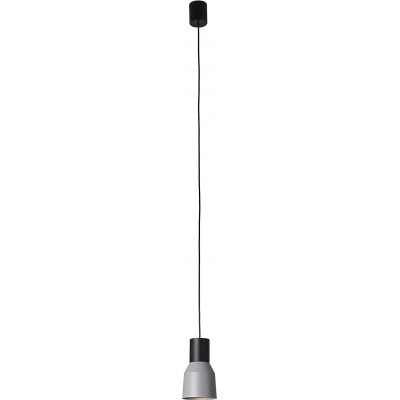 Lampe à suspension 15W Façonner Cylindrique Ø 12 cm. Salle, chambre et hall. Métal. Couleur gris