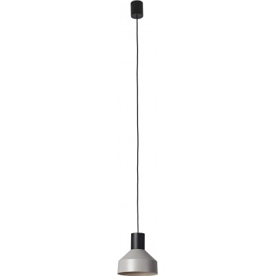 Lampada a sospensione 15W Forma Cilindrica Ø 20 cm. Soggiorno, sala da pranzo e camera da letto. Metallo. Colore grigio