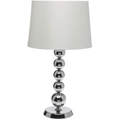 Lámpara de sobremesa Forma Cilíndrica 61×35 cm. Salón, comedor y dormitorio. Metal y Textil. Color gris