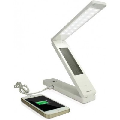 Lampada de escritorio Forma Angular 52×5 cm. Recarga solar. Conexão USB. 3 níveis de intensidade. Funções Calendário, temperatura, alarme Sala de estar, sala de jantar e quarto. Cor cinza