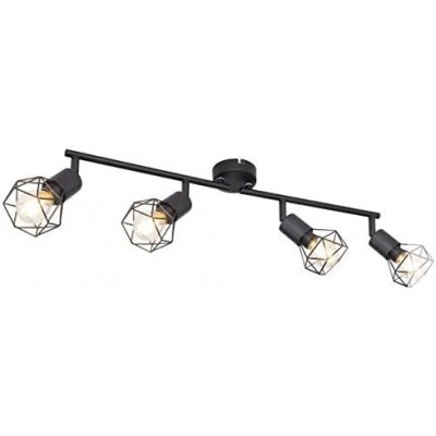 107,95 € Free Shipping | Ceiling lamp 40W 60×20 cm. 4 adjustable spotlights Dining room, bedroom and lobby. Metal casting. Black Color