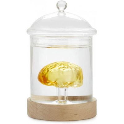 79,95 € Free Shipping | Decorative lighting Cylindrical Shape 21×14 cm. Brain shape. works with water Living room, dining room and bedroom. Modern Style. Wood and Glass. Yellow Color