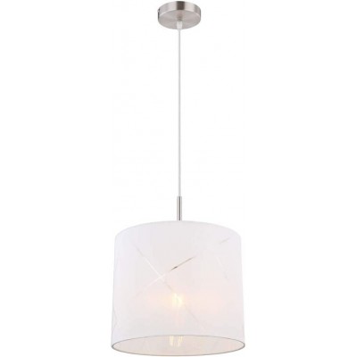 119,95 € Free Shipping | Hanging lamp 40W Cylindrical Shape 42×39 cm. Living room, bedroom and lobby. Classic Style. Acrylic, Textile and Nickel Metal. White Color