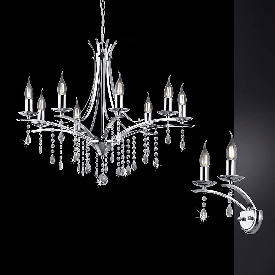 79,95 € Spedizione Gratuita | Lampada da parete per interni Trio 40W 33×22 cm. 2 punti luce Metallo e bicchiere. Colore cromato