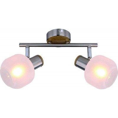 71,95 € Envío gratis | Foco para interior 24×14 cm. Doble foco LED orientable Metal, madera y vidrio. Color gris