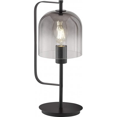 Lampada da tavolo Forma Cilindrica 41×21 cm. Sala da pranzo, camera da letto e atrio. Metallo e Bicchiere. Colore nero
