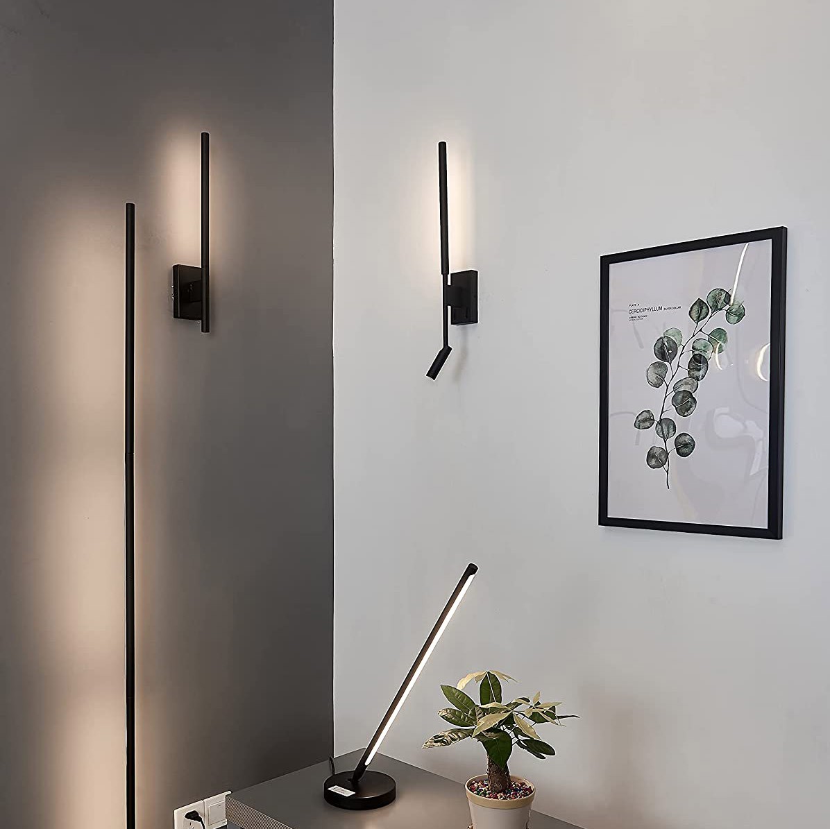 123,95 € Kostenloser Versand | Tischlampe 60×15 cm. Acryl. Schwarz Farbe