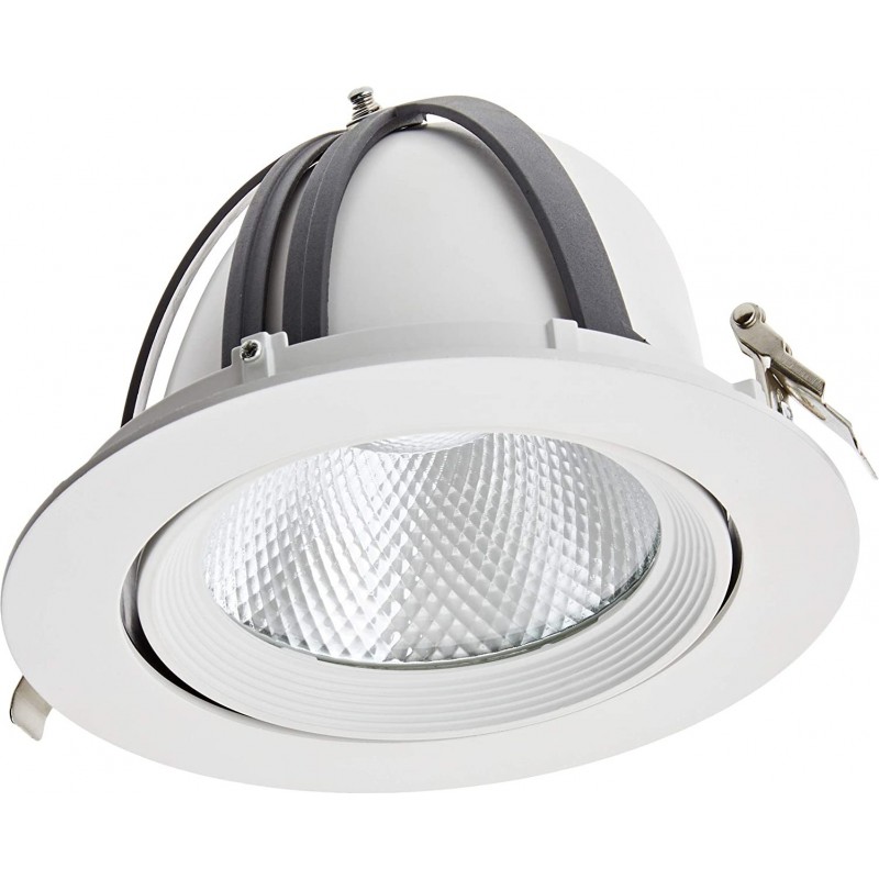 82,95 € Free Shipping | Recessed lighting 30W 4000K Neutral light. Round Shape 19×14 cm. Rocker LED Living room, kitchen and store. Modern Style. Aluminum and PMMA. White Color