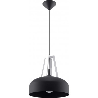 Lámpara colgante Forma Redonda 100×30 cm. Salón, comedor y vestíbulo. Estilo moderno. Acero, PMMA y Madera. Color negro