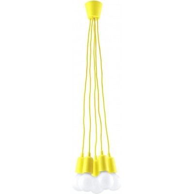 Lampe à suspension 100×25 cm. 5 points lumineux LED Salle, salle à manger et chambre. Style moderne. PMMA et Métal. Couleur jaune