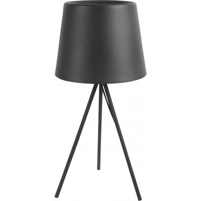 Table lamp 40W Cylindrical Shape 57×28 cm. Clamping tripod Living room, bedroom and lobby. Metal casting. Black Color