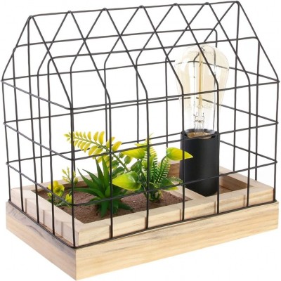 74,95 € Free Shipping | Table lamp 1×1 cm. Birdcage design Metal casting and wood. Black Color