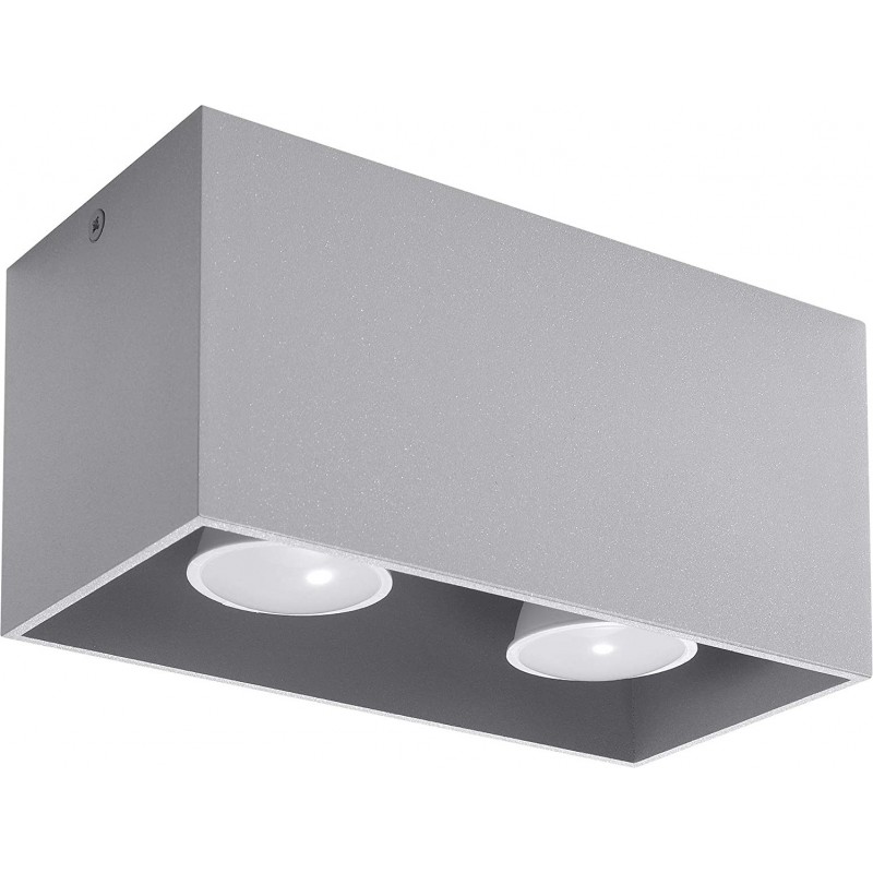 78,95 € Envoi gratuit | Projecteur d'intérieur 40W Façonner Rectangulaire 20×10 cm. Double foyer Salle, chambre et hall. Aluminium. Couleur gris