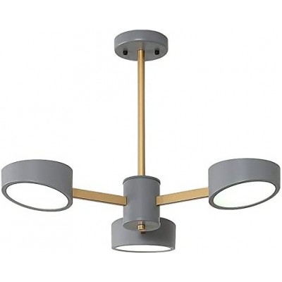 106,95 € Envio grátis | Lâmpada pendurada 1W 65×65 cm. 3 pontos de luz LED Acrílico e metais. Cor cinza