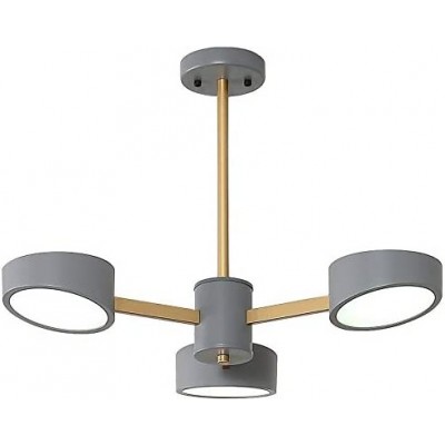 Lámpara colgante 1W Forma Redonda 65×65 cm. 3 puntos de luz LED Salón, comedor y dormitorio. Estilo moderno. Acrílico y Metal. Color gris