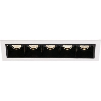 Iluminación empotrable 2W Forma Rectangular 14×5 cm. 5 focos Salón, comedor y dormitorio. Aluminio y Policarbonato. Color negro