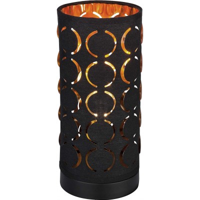92,95 € Free Shipping | Table lamp 40W Cylindrical Shape Ø 5 cm. Tulip Dining room, bedroom and lobby. Modern Style. Metal casting and Textile. Black Color