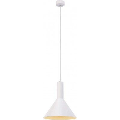 Lámpara colgante 23W Forma Cónica 33×29 cm. LED Comedor, dormitorio y vestíbulo. Estilo moderno y cool. Acero y Aluminio. Color blanco