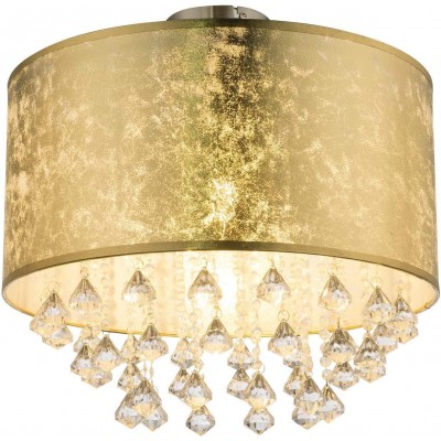 Lampada da soffitto 60W Forma Cilindrica 40×40 cm. Sala da pranzo, camera da letto e atrio. Acrilico e Tessile. Colore d'oro