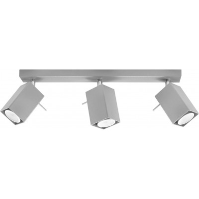 Indoor spotlight Rectangular Shape 45×15 cm. Triple adjustable LED spotlight Living room, dining room and lobby. Steel. Gray Color