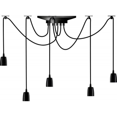 155,95 € Free Shipping | Chandelier 27×27 cm. 5 light points Living room, dining room and lobby. Ceramic. Black Color