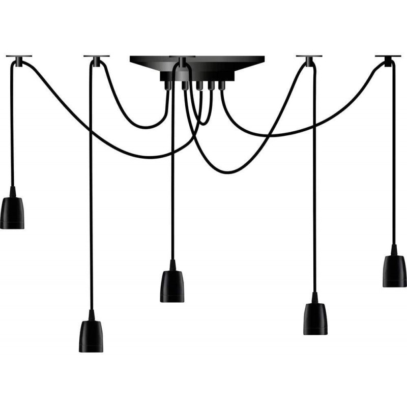 155,95 € Envío gratis | Lámpara de araña 27×27 cm. 5 puntos de luz Salón, comedor y vestíbulo. Cerámica. Color negro