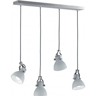 Hanging lamp Trio 28W Conical Shape 150×70 cm. 4 adjustable spotlights Living room, dining room and bedroom. Modern Style. Metal casting and Glass. Gray Color