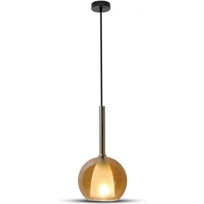 Lámpara colgante 60W Forma Esférica 100×35 cm. Salón, comedor y vestíbulo. Estilo moderno. Vidrio. Color naranja