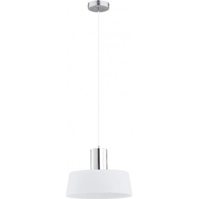 Lampe à suspension 60W Façonner Ronde 90×30 cm. Salle, salle à manger et chambre. Acier et Verre. Couleur gris