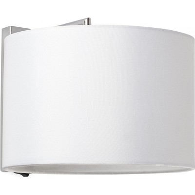 99,95 € Бесплатная доставка | Настенный светильник для дома 60W Цилиндрический Форма 25×21 cm. Гостинная, столовая и спальная комната. Современный Стиль. Металл и Белье. Белый Цвет